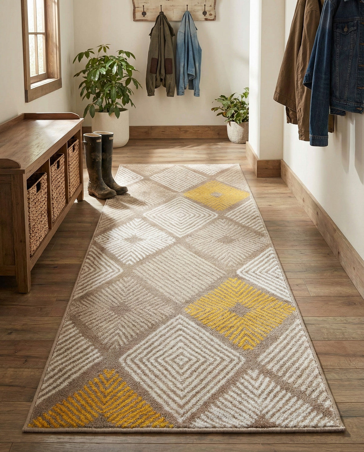 Coastal Haven Collection Area Rug -  Anchorage Runner Ivory and Yellow  lifestyle 94