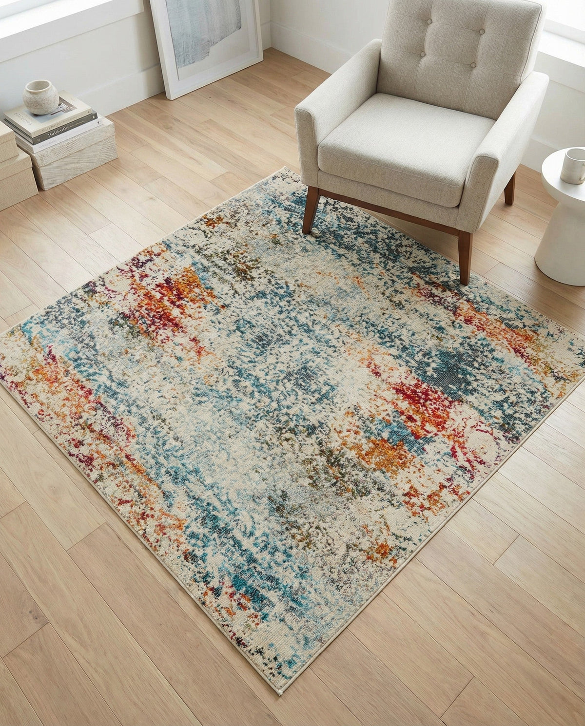 Caribbean Breeze Collection Area Rug -  Isla Square Cream  lifestyle 110