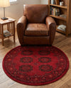 Samarkand Elegance Collection Area Rug -  Fergana Round Red  lifestyle 48