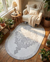 Heritage Elegance Collection Area Rug -  Winterthur (white Gray) Oval white Gray  lifestyle 75
