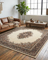 Tabriz Tapestry Collection Area Rug - Azerbaijan (Ivory) Rectangle Ivory  lifestyle 19
