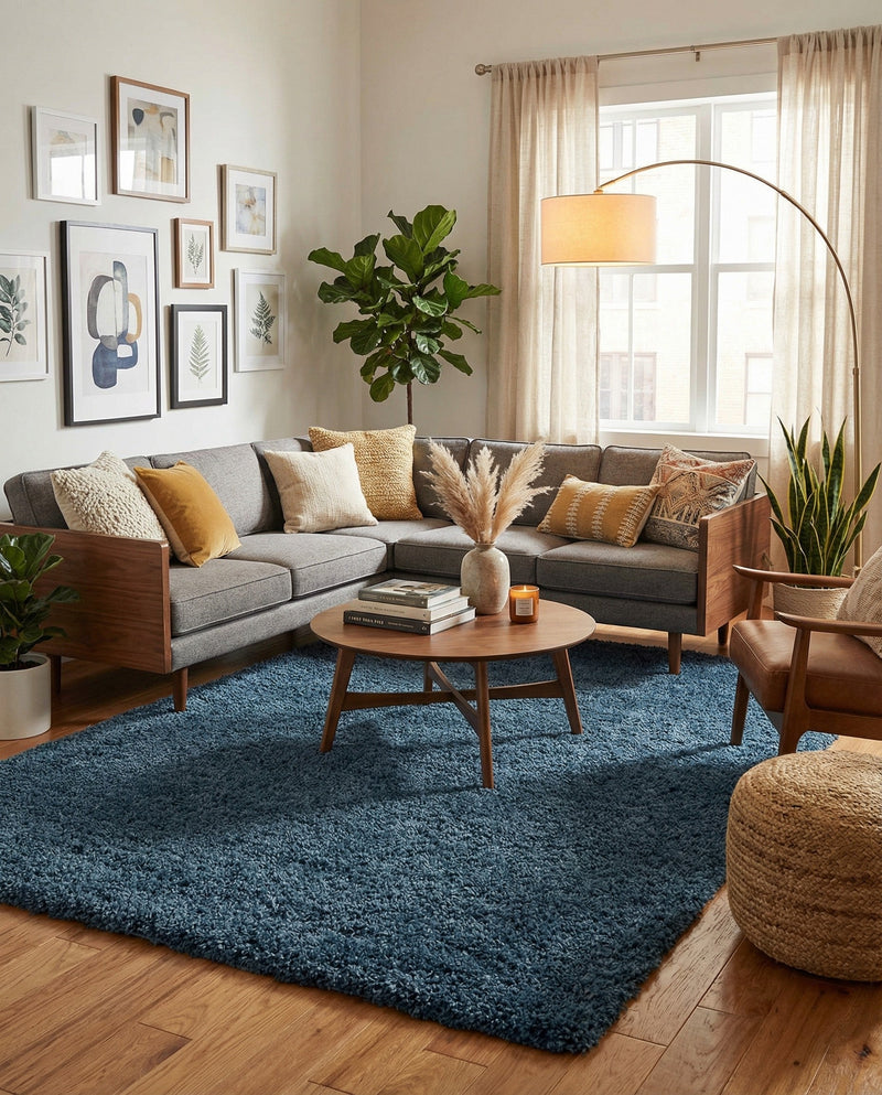 Alpine Plush Collection Area Rug - Verbier Rectangle Dblue  lifestyle 45