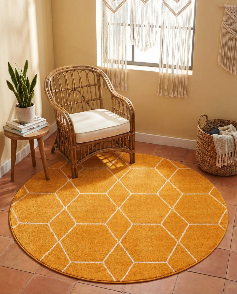 Trellis Mosaic Collection Area Rug - Arborville (Orange) Round Orange  lifestyle 58