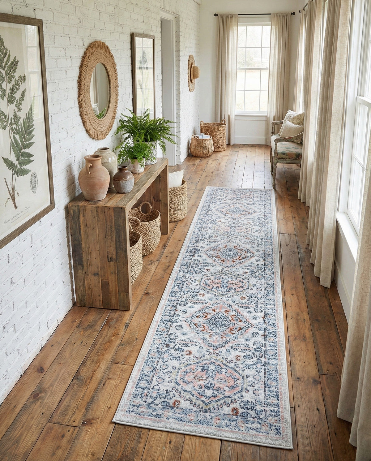 Aegean Elegance Washables Collection Area Rug -  Patmos Runner Ivory  lifestyle 78