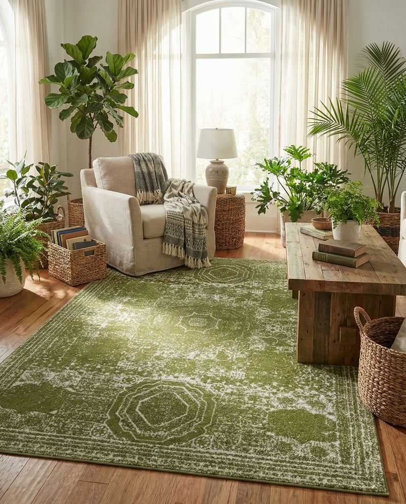 Dover Terrace Collection Area Rug -  Lagoon (Green) Rectangle Green  lifestyle 18