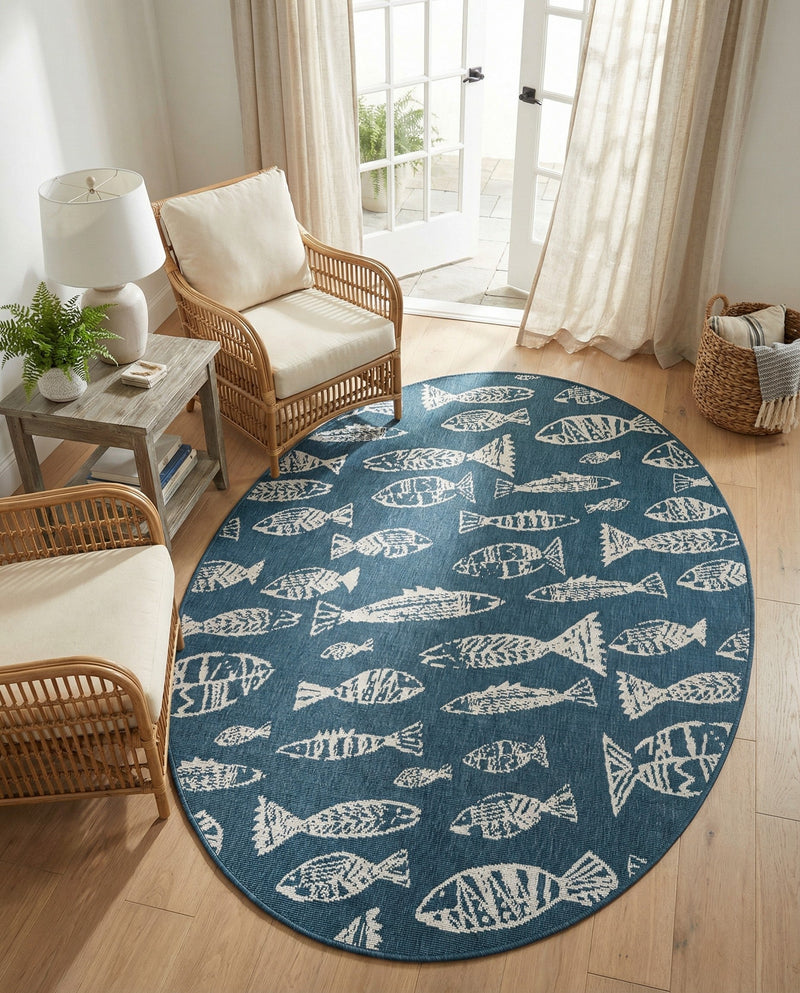 Seaside Haven Rugs Collection Area Rug -  Oceanview Oval Blue  lifestyle 34