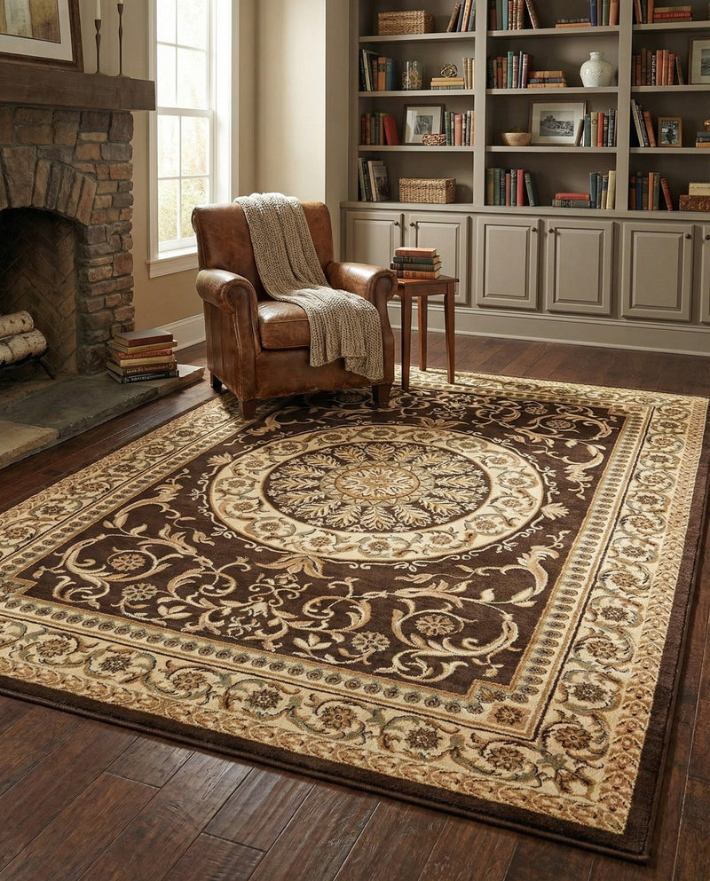 Versailles Elegance Collection Area Rug -  Montreuil Rectangle Brown  lifestyle 37
