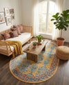 Seville Stripes Collection Area Rug -  Granada (Yellow) Oval Yellow  lifestyle 61