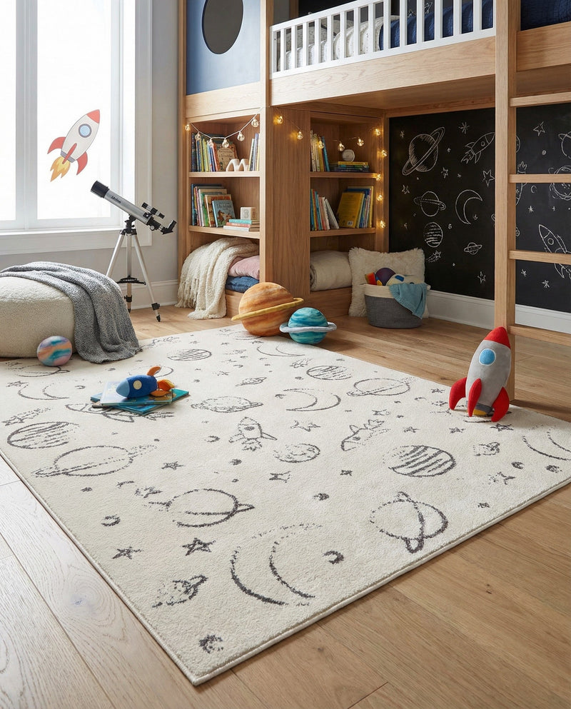 Wonder Tykes Collection Area Rug -  Jigsaw Rectangle Ivory  lifestyle 23
