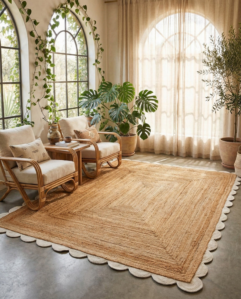 Serenity Braided Jute Collection Area Rug - Seaside Rectangle Natural and Ivory  lifestyle 34