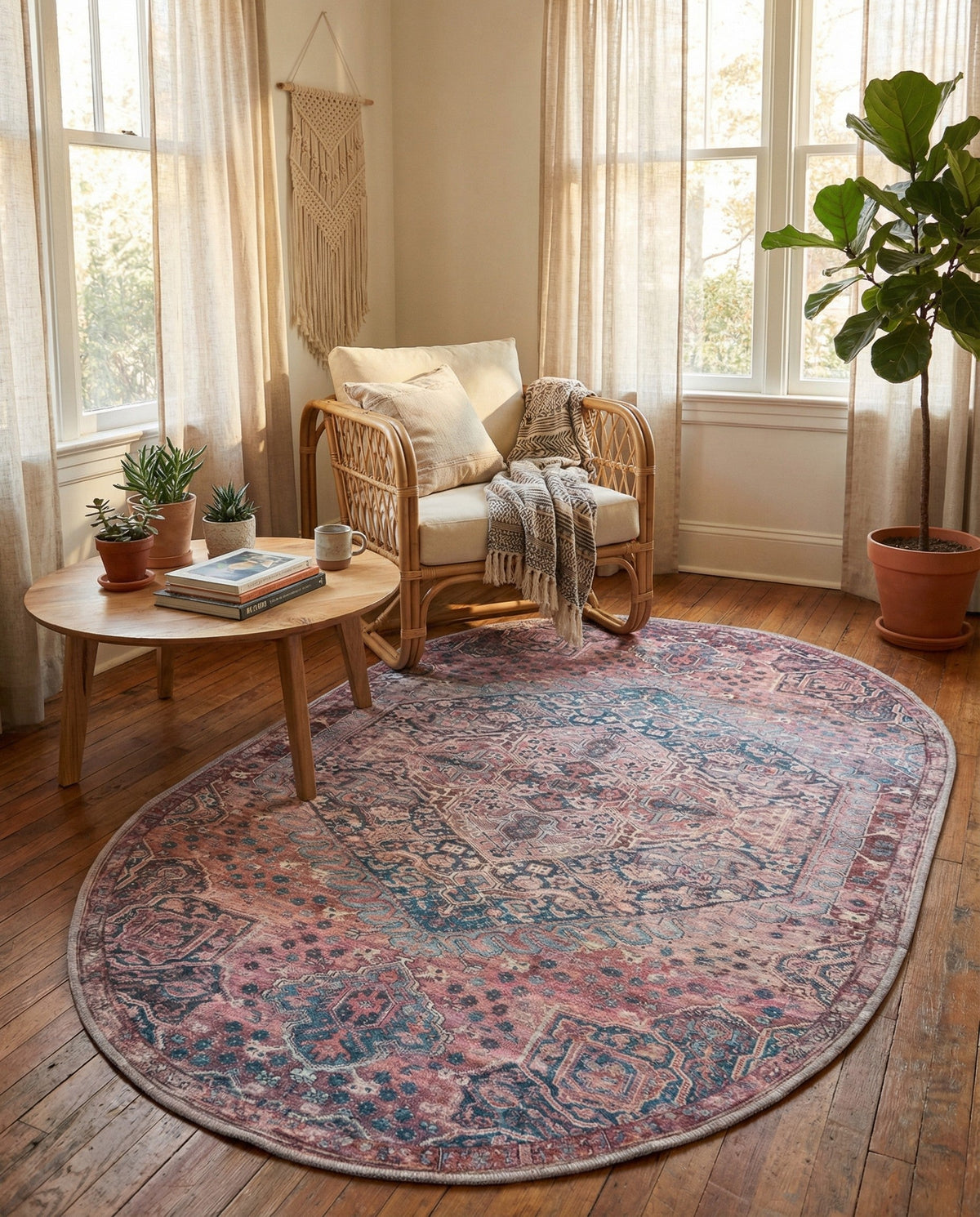Zahara Oasis Collection Area Rug -  Agadir Oval Antique Rust Red  lifestyle 47