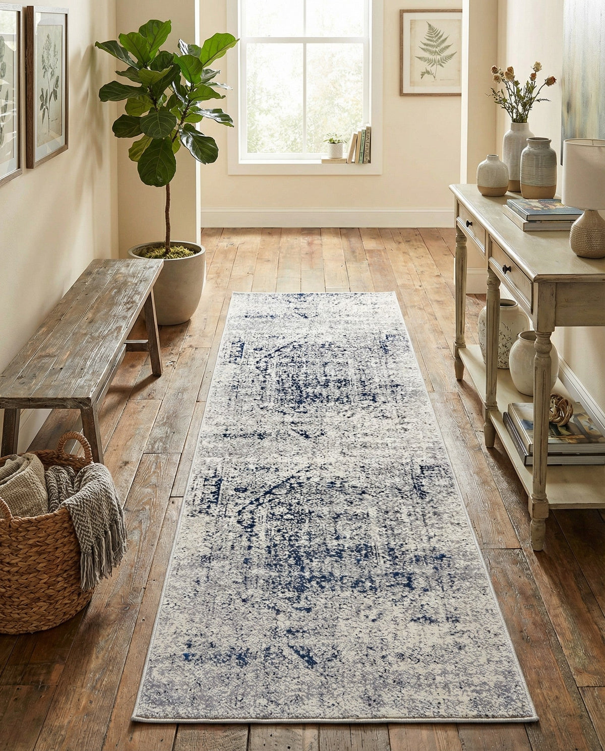 Coastal Manor Collection Area Rug -  Wavecrest Runner Gray  lifestyle 130