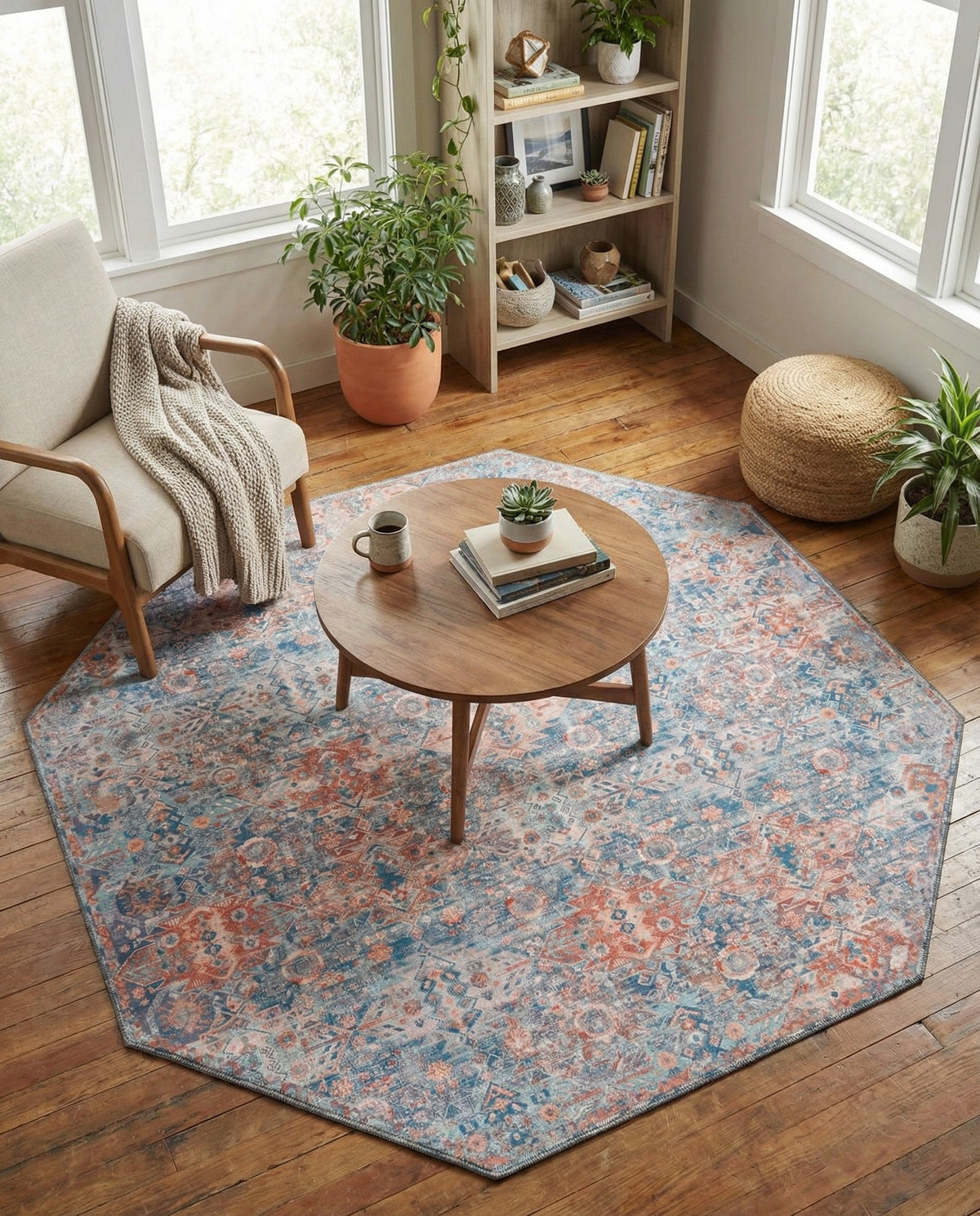 Heritage Elegance Collection Area Rug -  Potala Octagon Blue  lifestyle 107