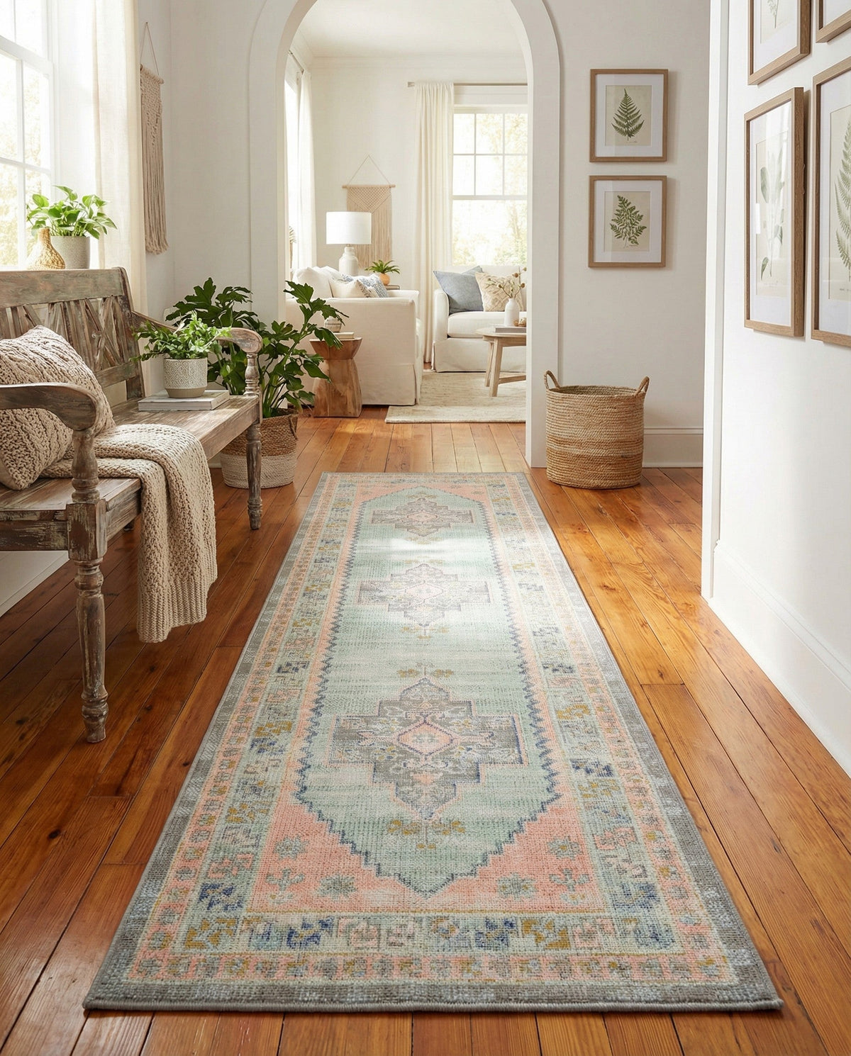 Savannah Series Collection Area Rug -  Augusta (Pink) Runner Pink  lifestyle 81