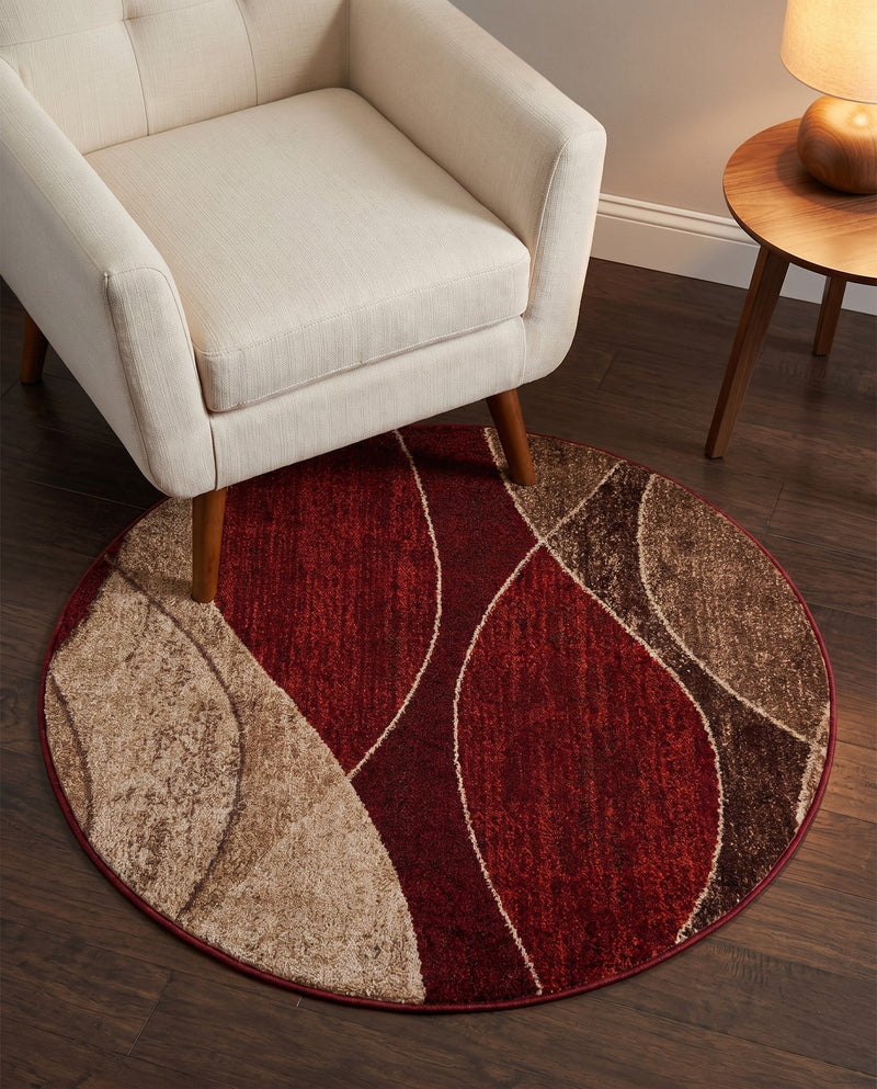 Autumn Meadow Collection Area Rug -  Emberglow Round Multi  lifestyle 79