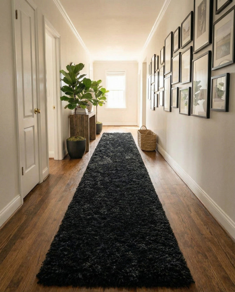 Eternal Plush Oasis Collection Area Rug -  Tranquility (Onyx Black) Runner Onyx Black  lifestyle 62