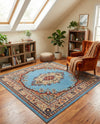 Tabriz Tapestry Collection Area Rug - Azerbaijan (Light Blue) Square Light Blue  lifestyle 41