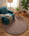Eternal Plush Oasis Collection Area Rug -  Tranquility (Khaki) Round Khaki  lifestyle 71