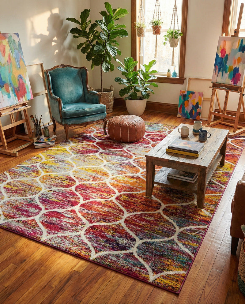 Trellis Mosaic Collection Area Rug -  Pergolatown (Multi) Rectangle Multi  lifestyle 21