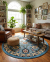 Tabriz Tapestry Collection Area Rug - Sahand (Blue) Round Blue  lifestyle 52