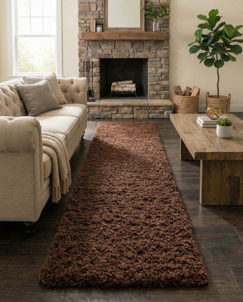 Plush Oasis Collection Area Rug - Serenity (Chocolate Brown) Runner Chocolate Brown  lifestyle 79