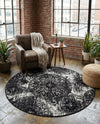 Riviera Elegance Collection Area Rug -  Monaco (Black) Round Black  lifestyle 72