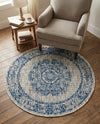 Patio Heritage Collection Area Rug - Savannah (Blue) Round Blue  lifestyle 75