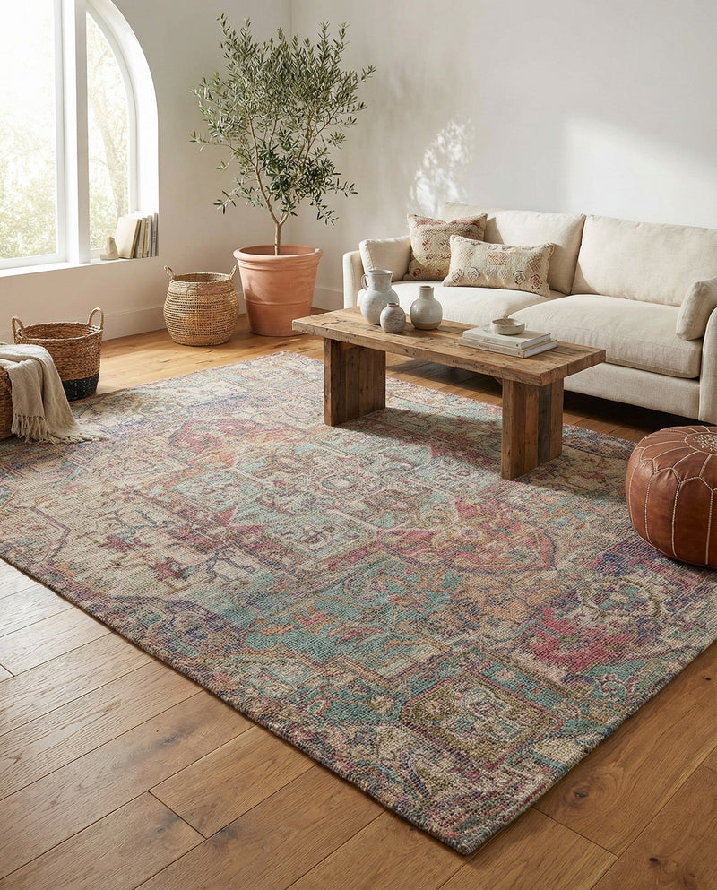Savannah Threads Collection Area Rug -  Karoo Rectangle Antique Red and Blue  lifestyle 9