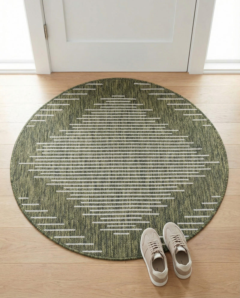 Urban Terrace Collection Area Rug -  Chelsea (Green) Round Green  lifestyle 75