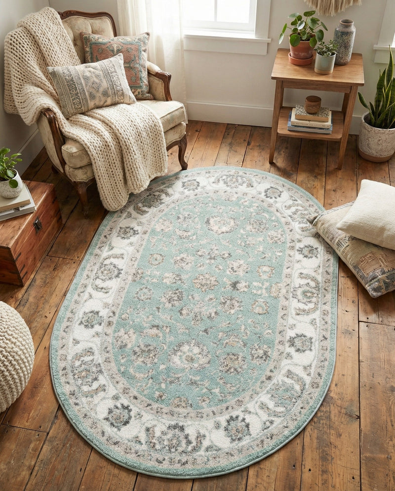 Adriana Terrace Collection Area Rug -  Positano (Aqua) Oval Aqua  lifestyle 57