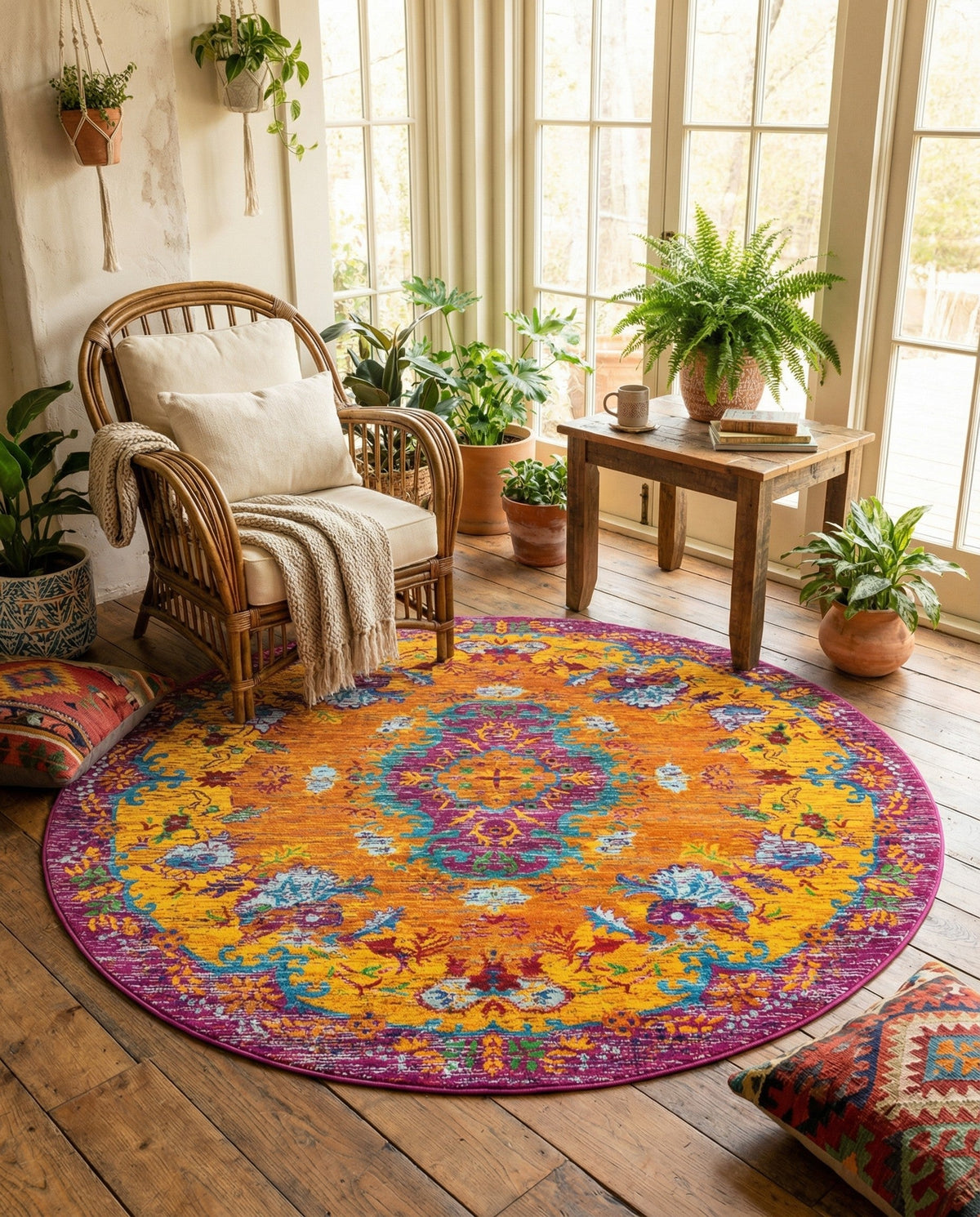 Caribbean Cove Collection Area Rug -  Nevis Round Orange  lifestyle 94