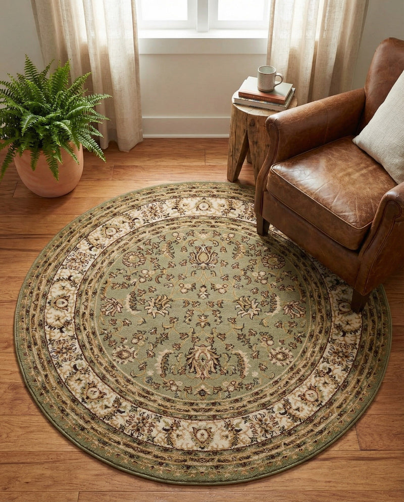 Jaipur Elegance Collection Area Rug -  Nahargarh (Green) Round Green  lifestyle 86