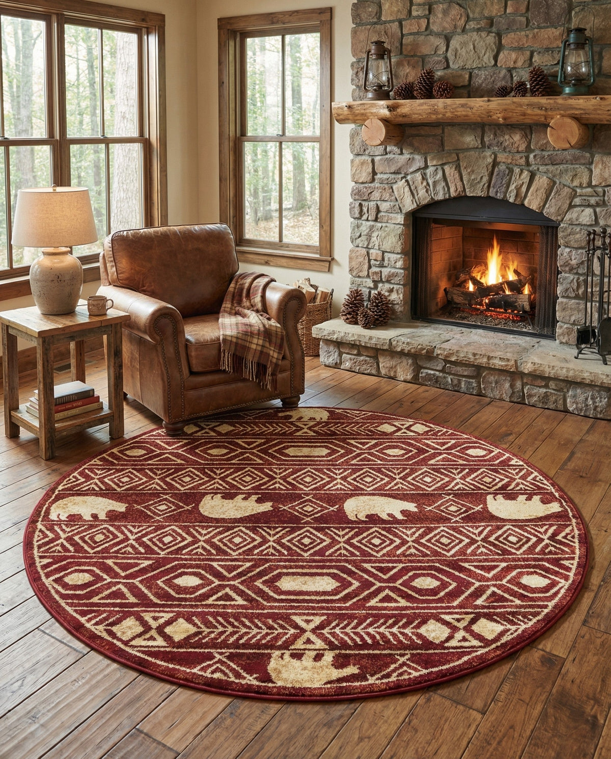 Frontier Trails Collection Area Rug -  Sedona Round Red  lifestyle 126