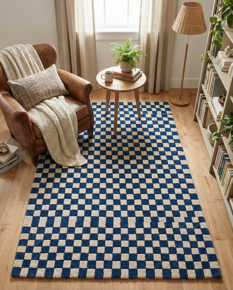 Shepherd's Glen Wool Collection Area Rug - Reykjavik Rectangle Blue and White  lifestyle 23