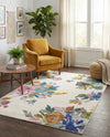 Meadow Breeze Collection Area Rug - Wildflower Rectangle Ivory  lifestyle 34
