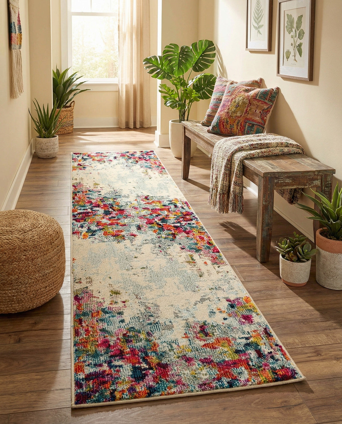 Chromatic Oasis Collection Area Rug -  Blush Runner Multi  lifestyle 105