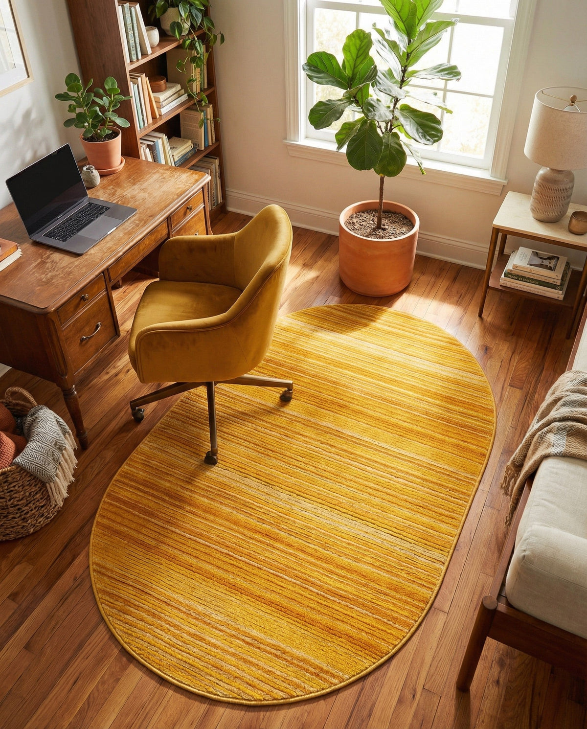 Jewel Oasis Collection Area Rug - Sapphire (Yellow) Oval Yellow  lifestyle 81