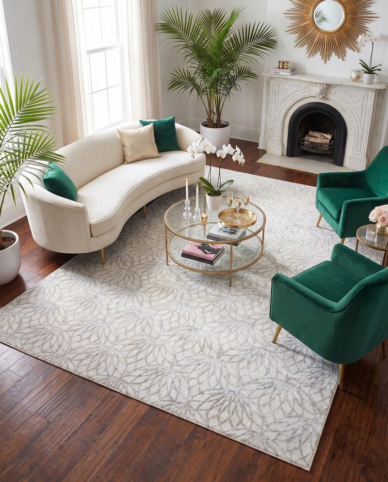 Hollywood Luxe Collection Area Rug -  Rodeo Rectangle White Silver  lifestyle 16