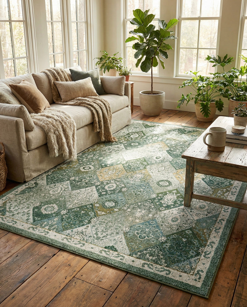 Brighton Terrace Collection Area Rug -  Rottingdean (Green) Rectangle Green  lifestyle 30