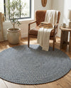 Highland Woven Jute Collection Area Rug - Glenmore (Navy Blue) Round Navy Blue  lifestyle 66