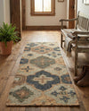 Benares Handwoven Jute Collection Area Rug - Ganges Runner Blue and Green  lifestyle 60