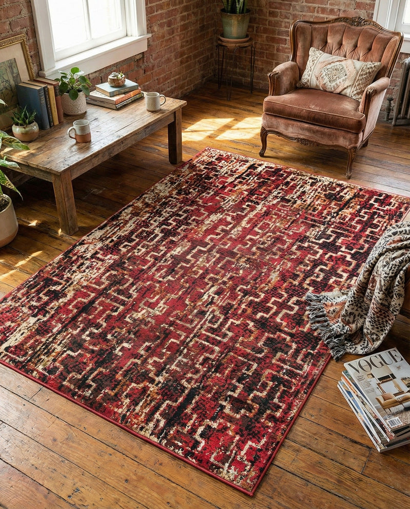 Neptune Elegance Collection Area Rug -  Proteus Rectangle Burgundy  lifestyle 28