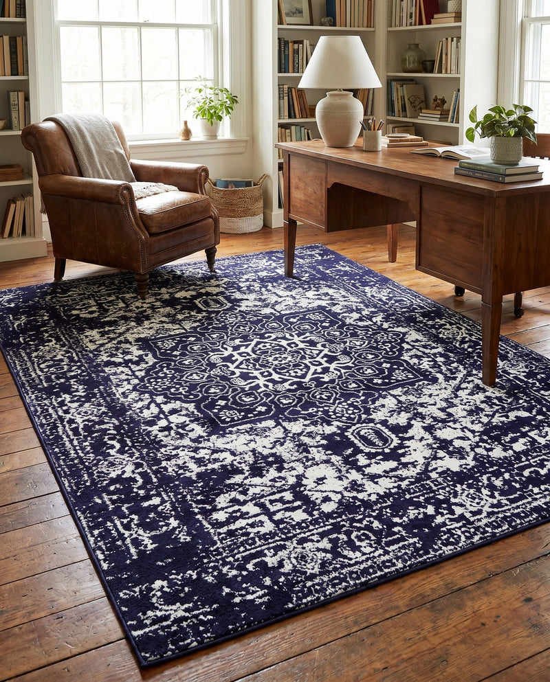 Georgetown Rugs Collection Area Rug - Dupont (Navy Blue) Rectangle Navy Blue  lifestyle 14