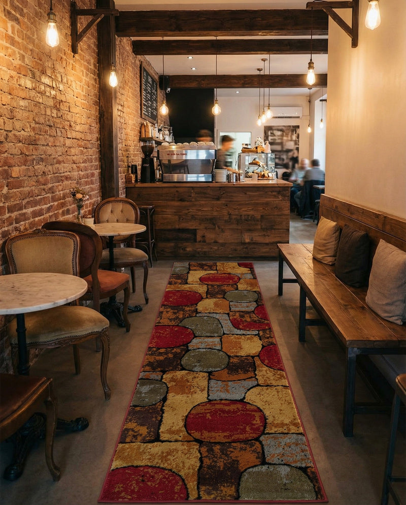 Bistro Lounge Collection Area Rug -  Cappuccino Runner Multi  lifestyle 42