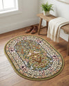 Persian Elegance Collection Area Rug -  Kerman (Green) Oval Green  lifestyle 64