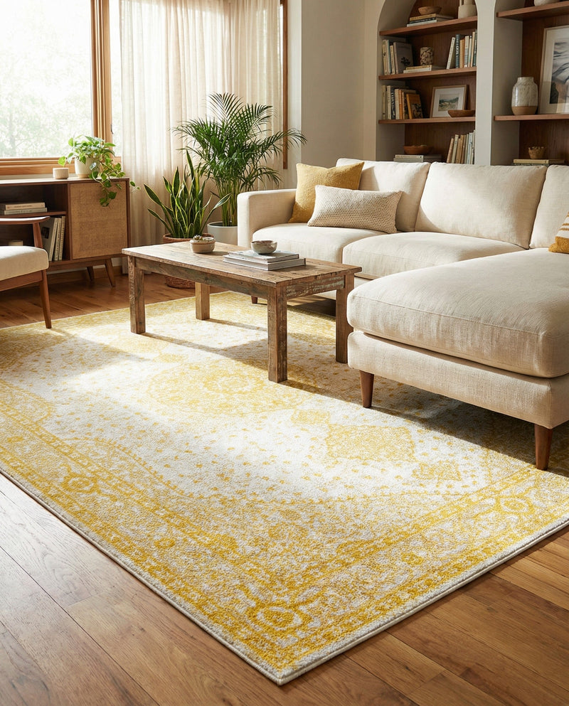 Dover Terrace Collection Area Rug - Marina (Yellow) Rectangle Yellow  lifestyle 7
