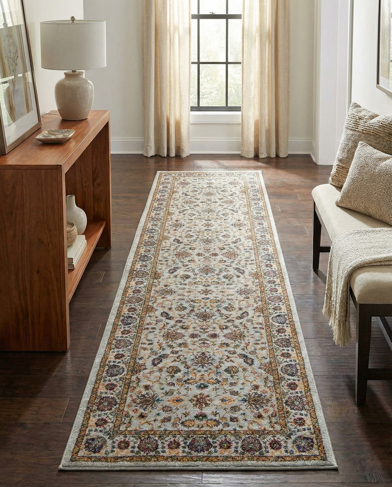 Casablanca Tapestry Collection Area Rug -  Marrakech (Cloud Gray) Runner Cloud Gray  lifestyle 50