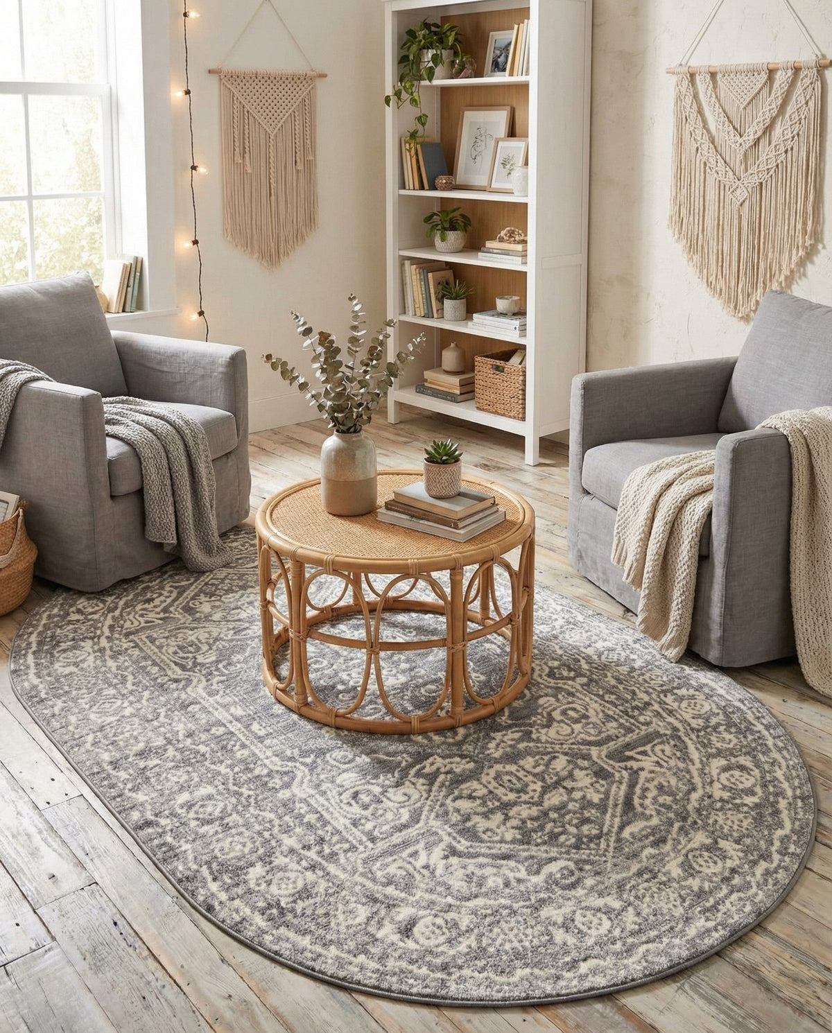 Charleston Elegance Collection Area Rug - Harborview Oval Gray  lifestyle 186