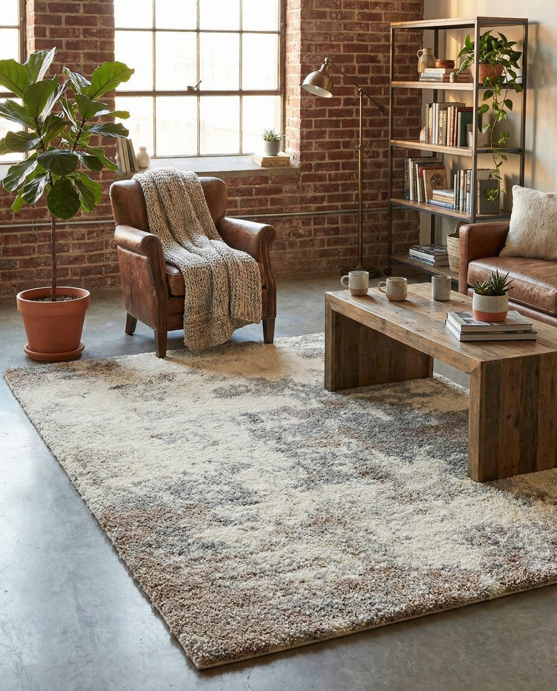 Cozy Haven Shag Collection Area Rug -  Tranquility (Khaki) Rectangle Khaki  lifestyle 19