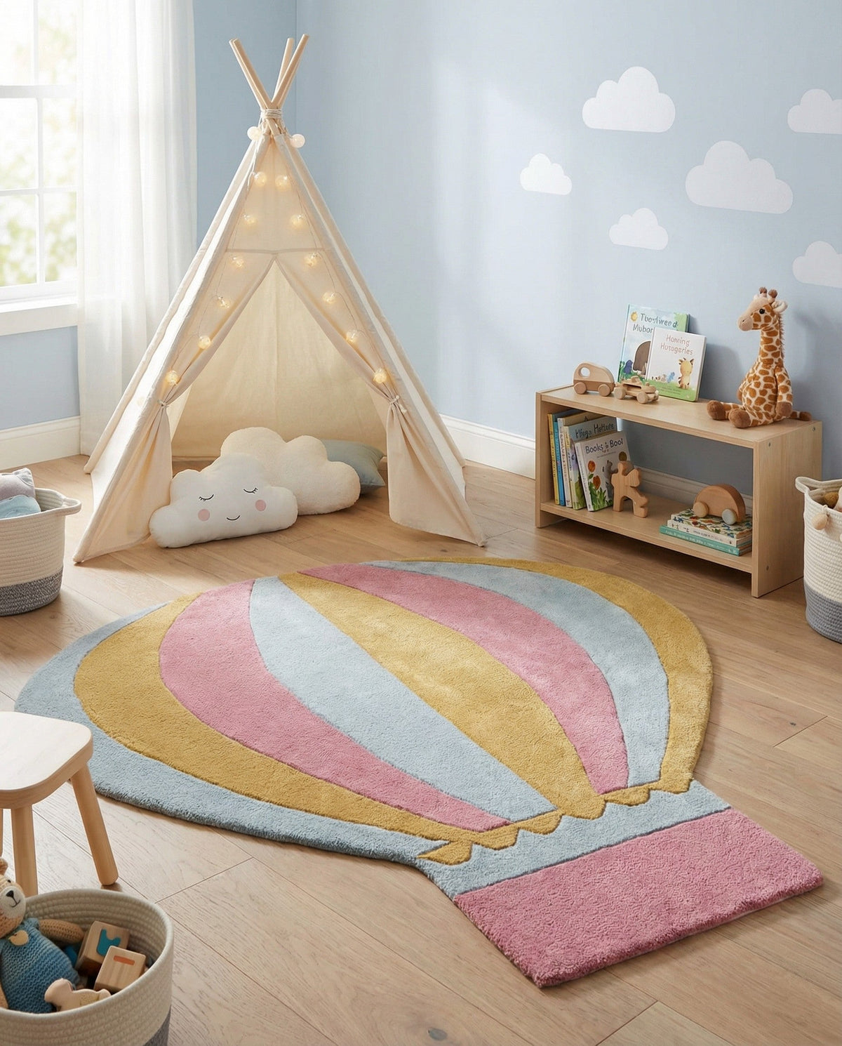 Whimsy Wonders Wool Collection Area Rug -  Oasis Square Multi  lifestyle 4